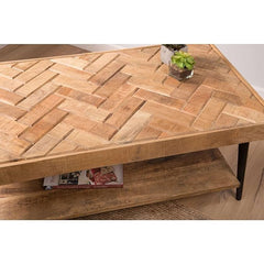 The Gileteen Handmade Coffee Table with a Unique Patterned top and a Useful Lower Shelf