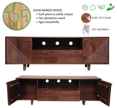 Corsica Sloan Mango Wood Console Movable TV Unit Mahogany