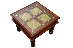 Heritage Heirlooms Handmade Sheesham Wood Coffee Table With Brass Work