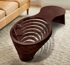 Corsica Helical Coffee Table 100% Natural Solid Wood & Toughened Glass Infinity Spiral Look