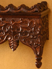 Handmade Home Decor Carved Mango Wood Wall Shelf 01