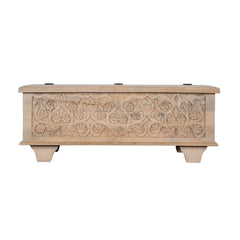 Indian Hand Carved Solid Wood Blanket Box Chest C10