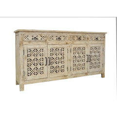 Indian Handmade Solid Wood 4 Doors & Drawers  Carved Sideboard