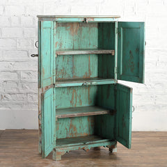 Antique Vintage Shabby Chic Wooden Rustic Cupboard Blue