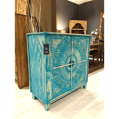 Indian Hand Carved Solid Hard Wood Cabinet D16