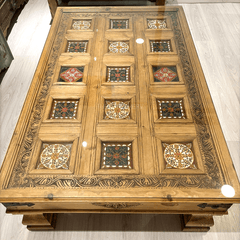 Mughal Hand Painted and Hand Carved Solid Wood Coffee Table C36