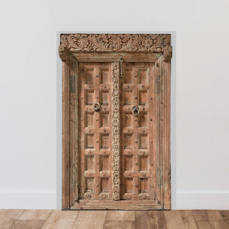 Indian Vintage Antique Hand Carved Solid Wood Door 71