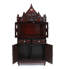 Large Sized Handmade Teak Wood Home Temple In Brown