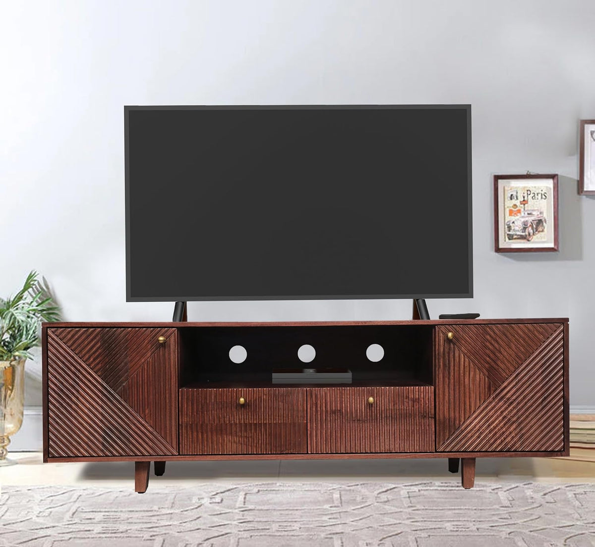 Corsica Sloan Mango Wood Console Movable TV Unit Mahogany