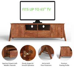 Corsica  Mango Wood Media Console Movable TV Unit  Honey Gold