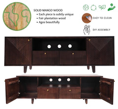 Corsica Sloan Mango Wood TV  Console Movable TV Unit Dark Walnut