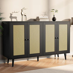 The Gileteen Rattan Buffet Cabinet with Storage 4 Rattan Doors Sideboard