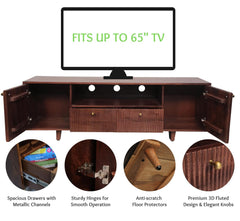 Corsica Mango Wood Console Movable TV Unit  (Honey Gold and Black)