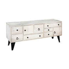 Avalon Indian Solid Wood Farmhouse Chest Of Drawers Tv Stand White