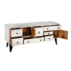 Avalon Indian Solid Wood Farmhouse Chest Of Drawers Tv Stand White