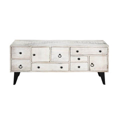 Avalon Indian Solid Wood Farmhouse Chest Of Drawers Tv Stand White