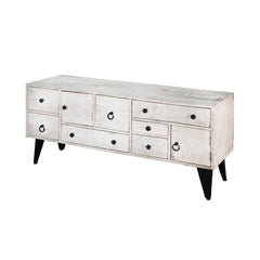 Avalon Indian Solid Wood Farmhouse Chest Of Drawers Tv Stand White