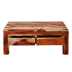 Indian Rosewood Coffee Table w Drawers Brown