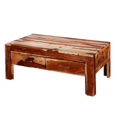 Indian Rosewood Coffee Table w Drawers Brown