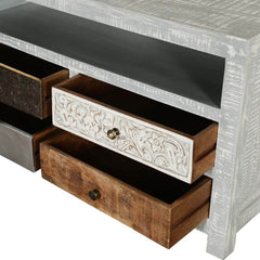 Vivid Indian Solid Wood Chest Of Drawers Accent Tv Unit Console