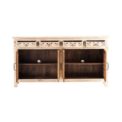 Indian Handmade Solid Wood 4 Doors & Drawers  Carved Sideboard