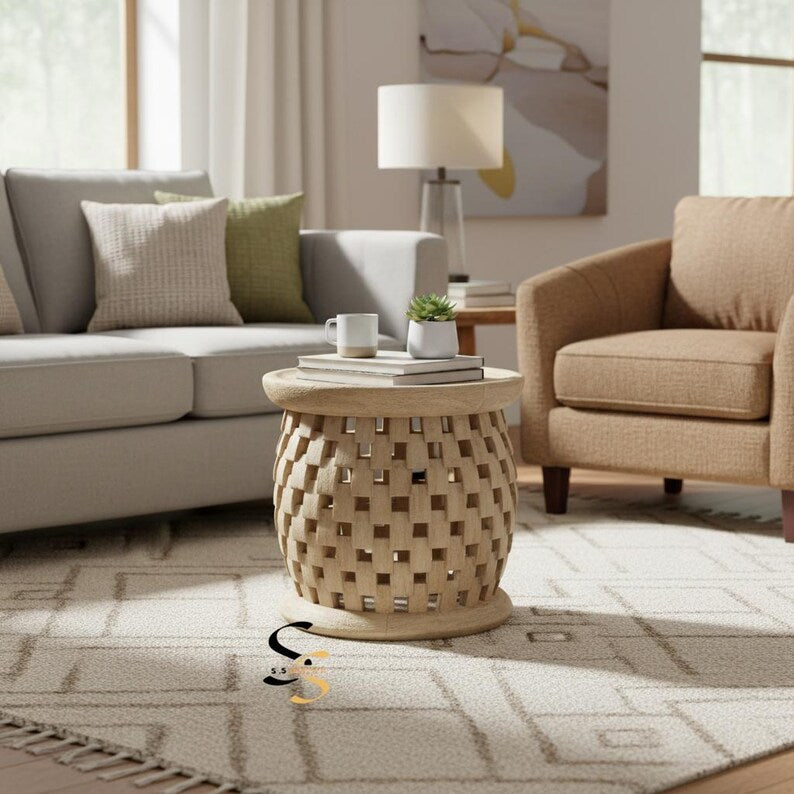 Indian Hand Carved Mango Wood Coffee Table Natural C154