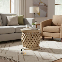 Indian Hand Carved Mango Wood Coffee Table Natural C154