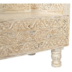 Hand Carved Solid Wood Daybed Sofa With Mattress D25