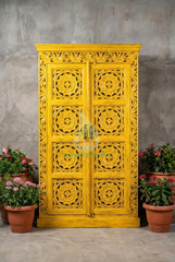 Hand Carved Solid Wooden Cabinet Cupboard Wardrobe D146