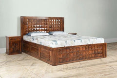 Diamond Indian Sheesham Wood King Size Bed Brown 109