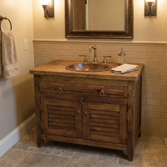 Indian Hand Carved Solid Wood Shutter Door Bathroom Vanity V15