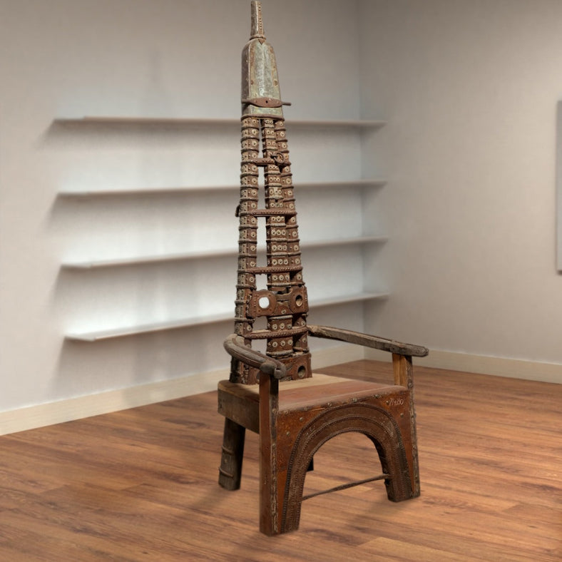Earth Industrial metal and wood Chair 20