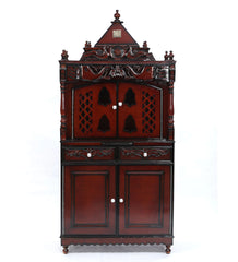 Large Sized Handmade Teak Wood Home Temple In Brown