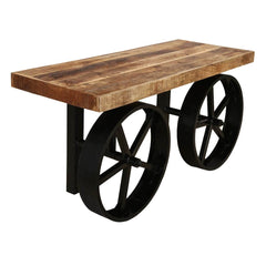 Boston Chic Industrial Iron Base and Wooden Top Console Table