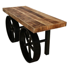 Boston Chic Industrial Iron Base and Wooden Top Console Table