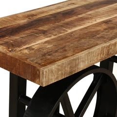 Boston Chic Industrial Iron Base and Wooden Top Console Table