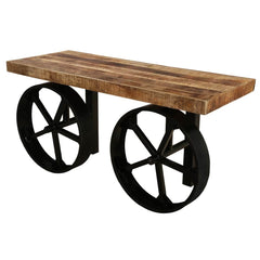 Boston Chic Industrial Iron Base and Wooden Top Console Table