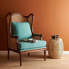 The Gileteen Margaret Lounge Chair with Striking Rattan Back Armchair for Living Room or Bedroom