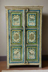 Avani Indian Hand Painted Solid Wood Cabinet Wardrobe Multicolor D65