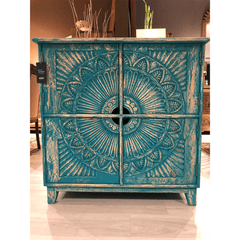 Indian Hand Carved Solid Hard Wood Cabinet D16