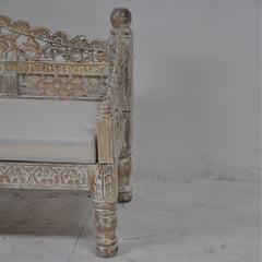 Mughal Garden Hand Carved Balinese Daybed Limewash M