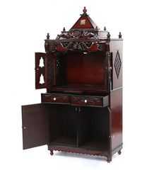 Large Sized Handmade Teak Wood Home Temple In Brown