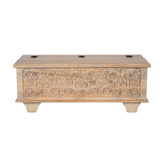 Indian Hand Carved Solid Wood Blanket Box Chest C10