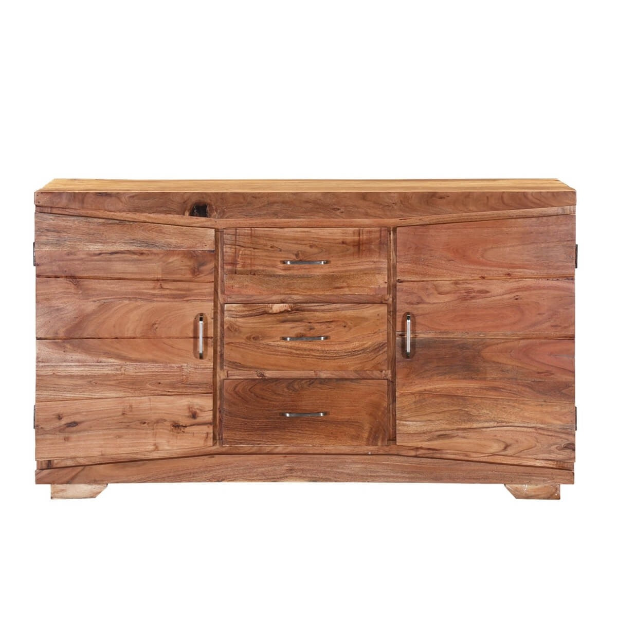 Cromer Indian Solid Wood 3 Drawer Rustic Buffet Sideboard Cabinet