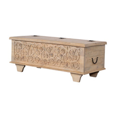 Indian Hand Carved Solid Wood Blanket Box Chest C10