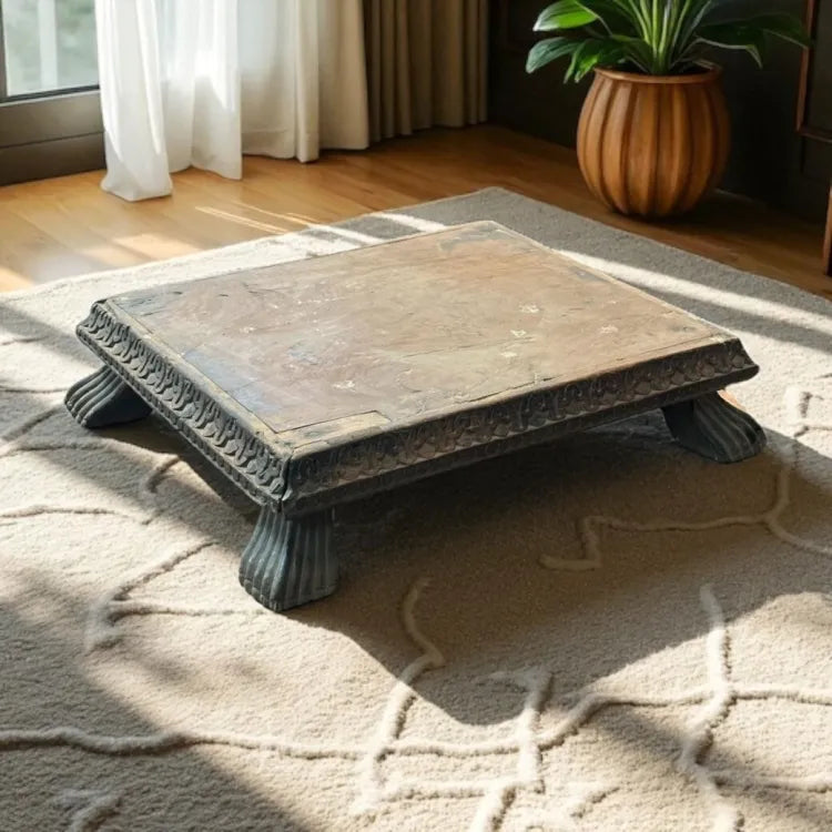 Indian Hand Carved Solid Wood Bajot Coffee Table C56