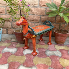 Indian Hand Painted Solid Wood Horse Coffee Table C156