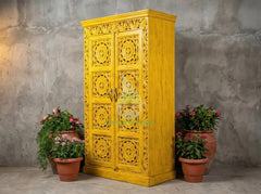 Hand Carved Solid Wooden Cabinet Cupboard Wardrobe D146