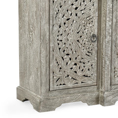 Indian Handmade Solid Wood Carved 4 Doors Sideboard