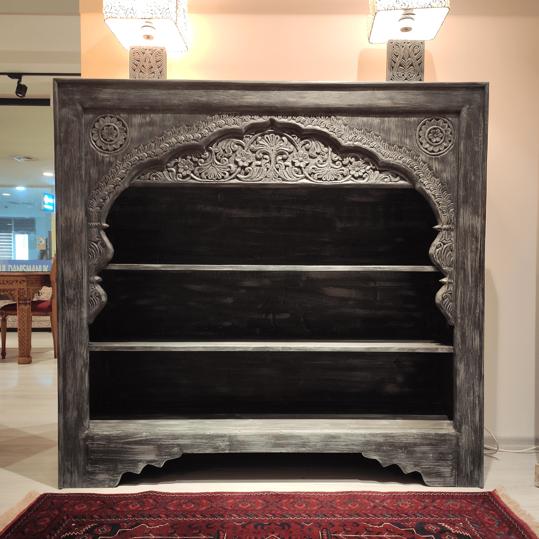 Indian Hand Carved Solid Wood Bookshelf B17